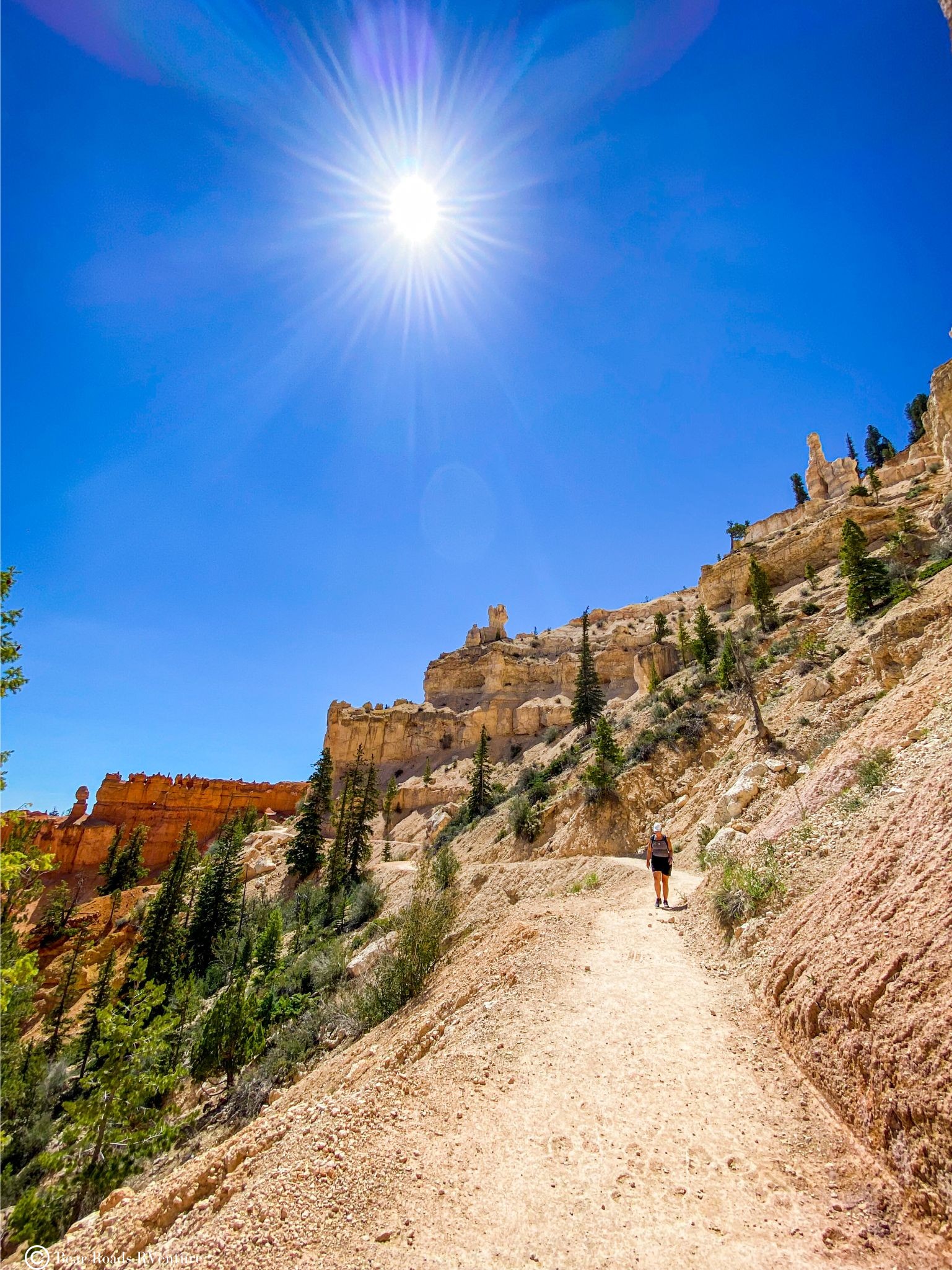 Bryce Canyon hiking with sun and heat
